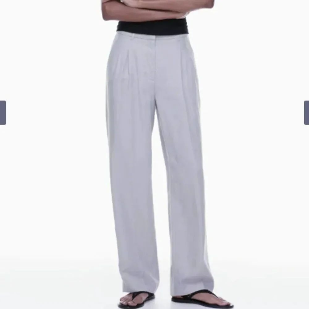 NWOT Aritzia Wilfred London Grey Linen Blend Wider the Effortless Pant in Size 6